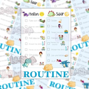 Tableau de routine du matin et du soir pour enfants (garçon) imprimable et personnalisable