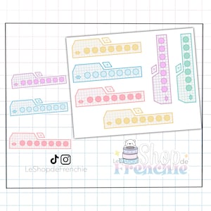 May include: A sheet of colorful stickers featuring a grid design with various shapes and colors, including pink, blue, yellow, and green. The stickers have a digital theme with plus and minus symbols. The shop name "Shop de Frenchie" is visible.