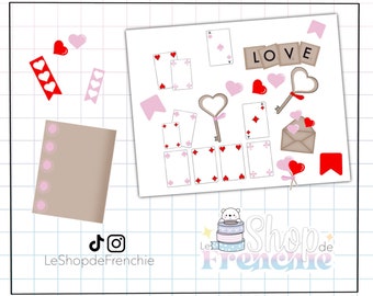 Maandelijkse set van 2 stickerborden op het thema van Valentijnsdag voor notitieboek, planner, Bullet Journal