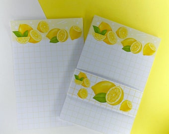 Bloc notes girly illustré "citron" pour pense bête, idées et to do list.