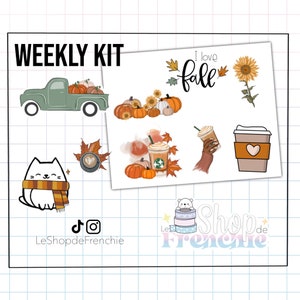 Planche de stickers  pour weekly FALL SEASON décoratives pour carnet, planner, bullet journal