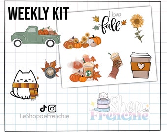 Planche de stickers  pour weekly FALL SEASON décoratives pour carnet, planner, bullet journal