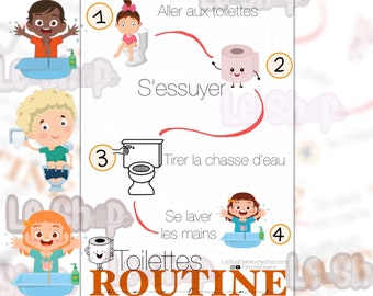 Tableau de routine au toilettes pour enfants imprimable