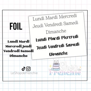 Planche de stickers Jour de la semaine en foil pour Bullet Journal et Planner