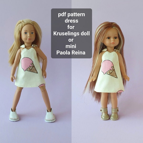 Pdf patroon dubbelzijdig jurkje voor mini Paola Reina of Kruselings pop (met tutorial)