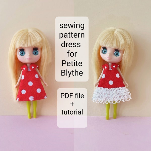 Pdf pattern dress for Petite Blythe doll