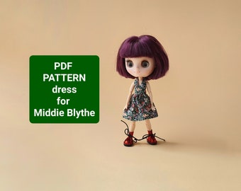 Patrón pdf + tutorial vestido para muñeca Middie Blythe