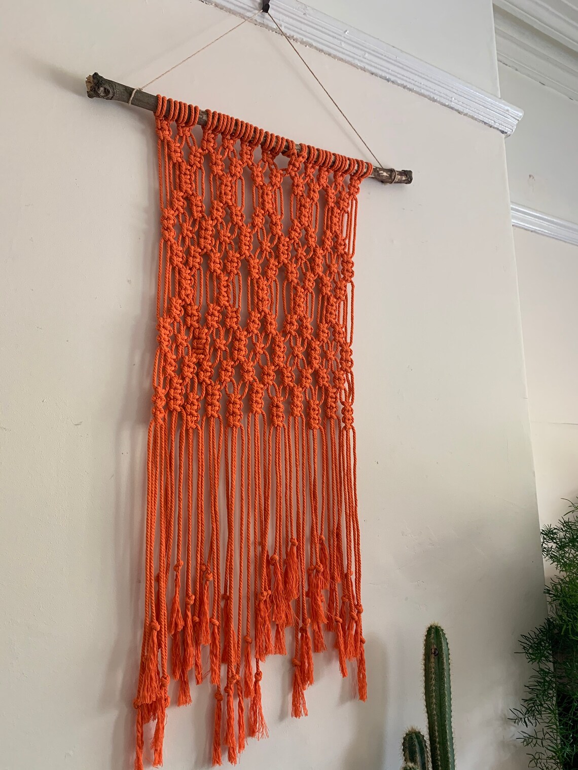 Orange macrame wall hanging Etsy