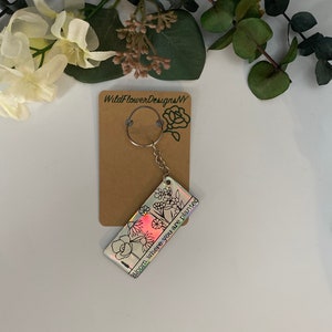 Bloom Where You Are Planted Resin Keychain, Holographic Spring Flower Key Ring, Wildflower Key Tag, Wildflowers inspiring Acrylic Keychain