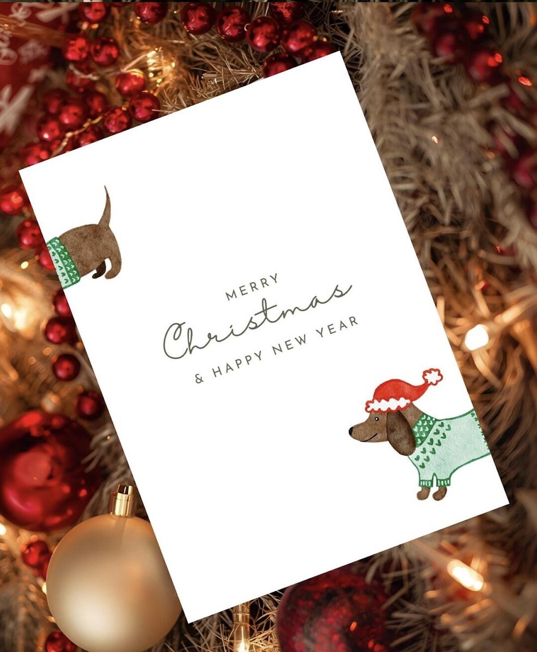 Watercolor Dachshund Christmas Card: Dog Holiday Art (digital Download ...