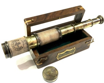 Marine Telescope Nautical Antique Solid Brass Maritime Pirate Spyglass 20/" box