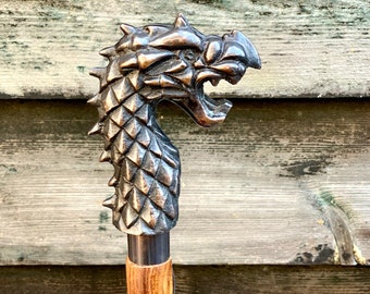 Antico Bastone Da Passeggio Canna Drago Fatta A Mano Per Uomo Manico - Foto 4