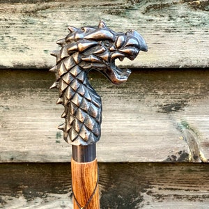 Dragon Head Designer Antique Style Handle Wooden Walking Stick Handmade Antique Colour Walking Stick Victorian Steampunk Foldable Cane