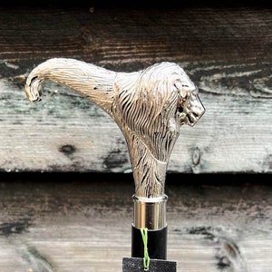 Stylish Foldable Wooden Walking Stick with Lion Handle - Available in Silver Finest Wood Handcrafted Stick - Perfect for daily use