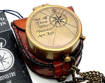 Gegraveerd gepersonaliseerd zakkompas Messing nautisch kompas, handgemaakt kompas, kerstcadeau, cadeau voor man, cadeau voor haar, huwelijkscadeau
