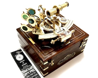 Antique Brass Sextant - Navigational Tool for Astronomy and Marine Navigation" Antique Maritime Nautical Compass Sextant Vintage Marine