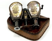 Nautical Brass Binocular Folding Monocular R J Beck Nautical Telescope Spyglass and Beautifully Made Genuine Leather Case UK Seller