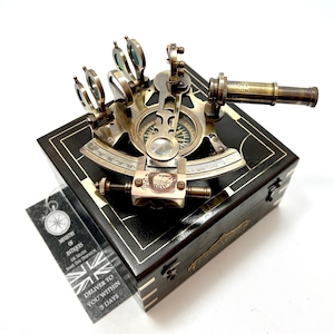 Antique Brass Sextant - Navigational Tool for Astronomy and Marine Navigation&quot; Antique Maritime Nautical Compass Sextant Vintage Marine