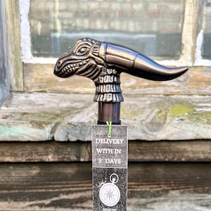 Dragon Handle Elegant Sturdy Black Colour Foldable Wooden Walking Stick - Finest Wood Handcrafted Stick - Perfect for Hiking & Nature Walks