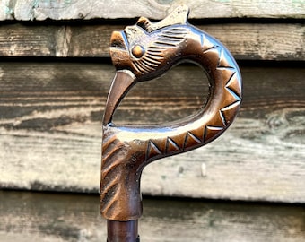 Bird Handle Elegant Sturdy Black Colour Foldable Wooden Walking Stick - Finest Wood Handcrafted Stick - Perfect for Hiking & Nature Walks