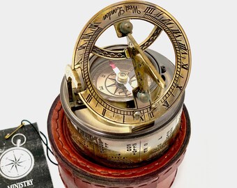 Bussola Meridiana In Ottone Massiccio - Vintage Nautico, Completamente Funzionante, Realizzata A Mano, Dimensioni 7.6 Cm