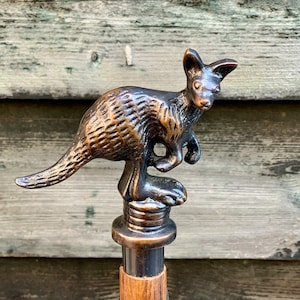 Kangaroo Designer Antique Style Handle Wooden Walking Stick Handmade Antique Colour Walking Stick Victorian Steampunk Foldable Cane