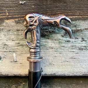 Alien Head Designer Antique Style Handle Wooden Walking Stick Handmade ...