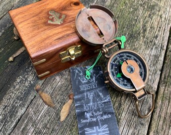 Soldiers Military Thumb Compass Vintage Brass WW2 1940 Navigation - Foto 6