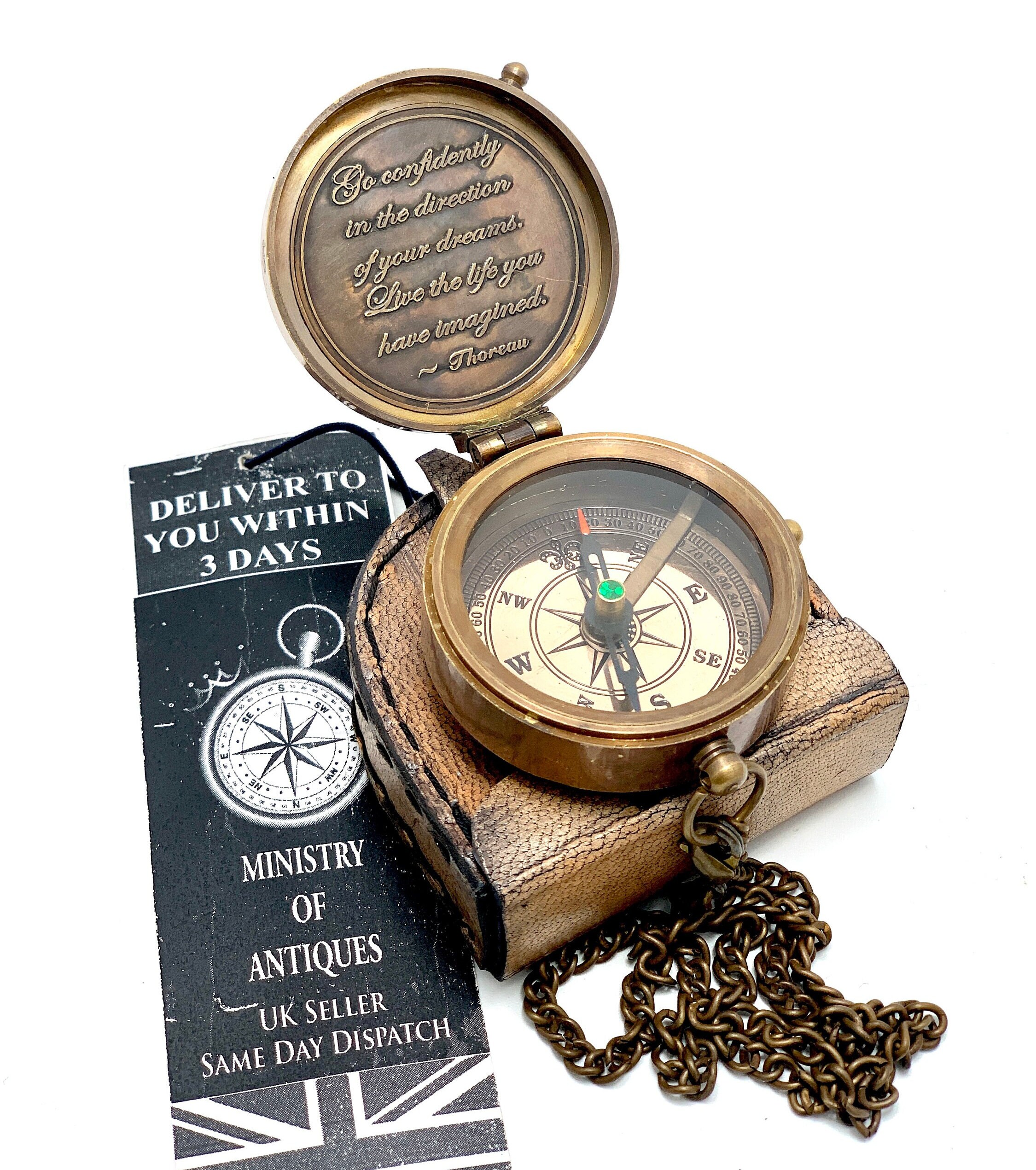 Personalised Engraved Pocket Compass Brass Nautical Compass, Handmade ...