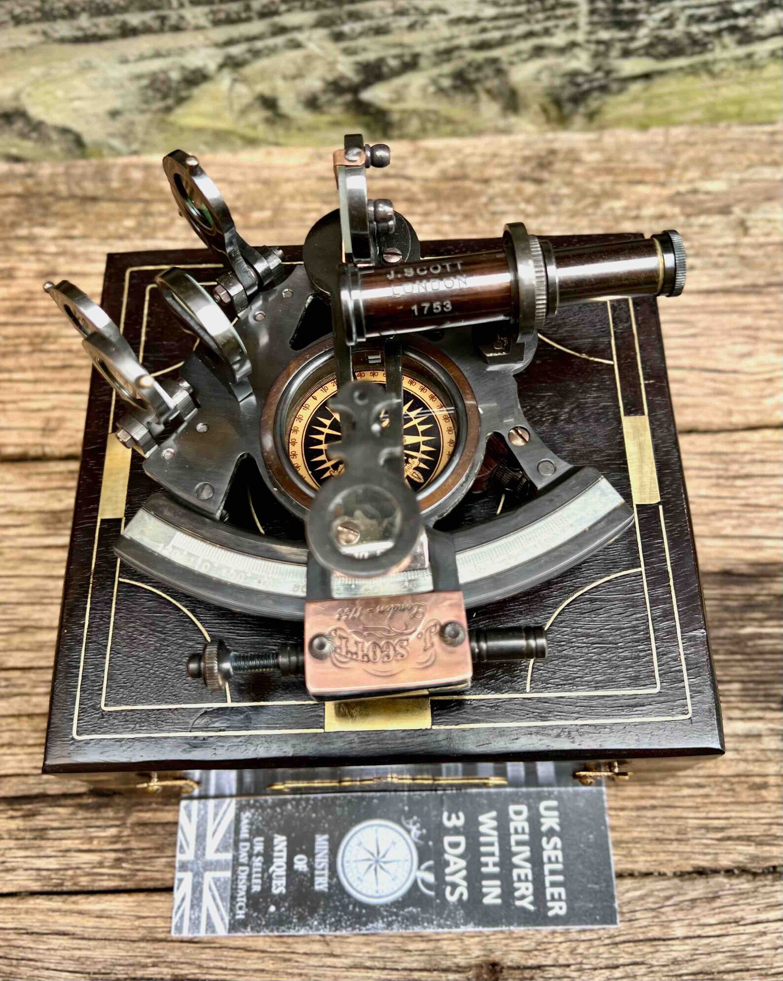 Vintage Antique Brass Sextant With Wooden Case Perfect Navigational ...