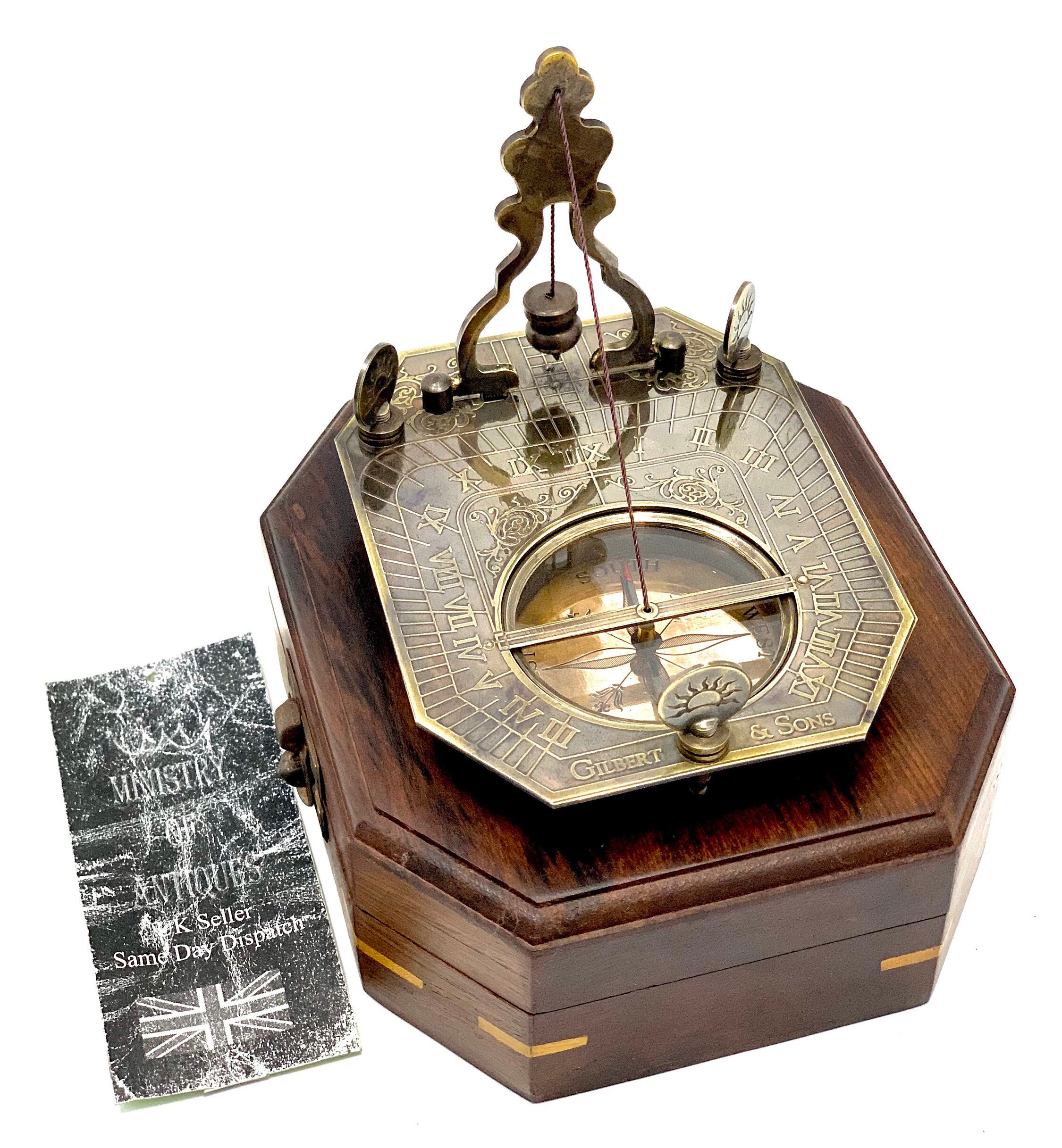 Working Antique Brass Pocket Sundial Compass | Unique Gift For Hikers, Campers, And Outdoor Enthusiasts | Optional Engraved Compass