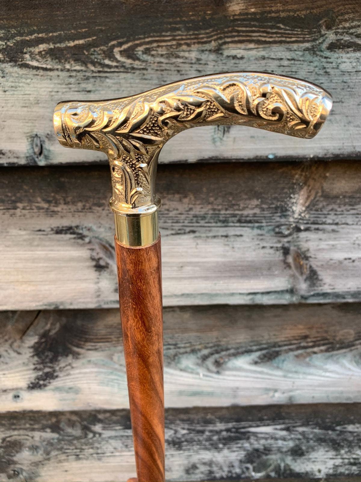 Designer Vintage Brass Handle Walking Solid Wooden Walking Stick Antique Cane