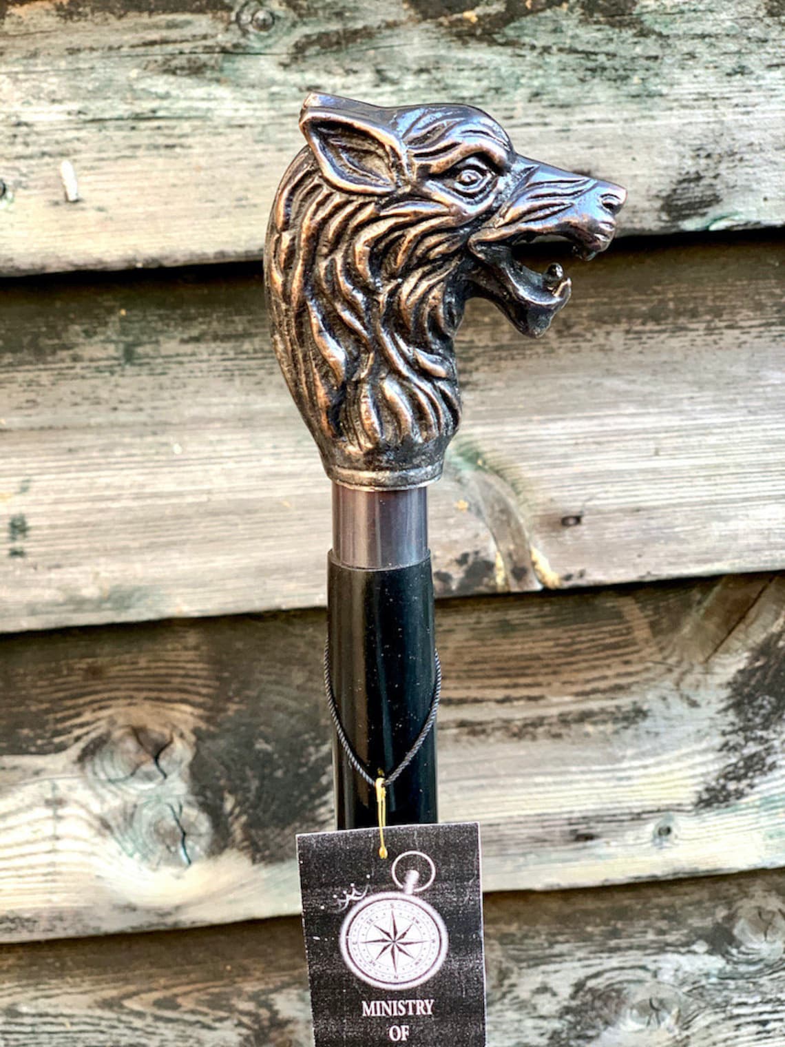 Wolf Head Designer Antique Style Handle Wooden Walking Stick Etsy