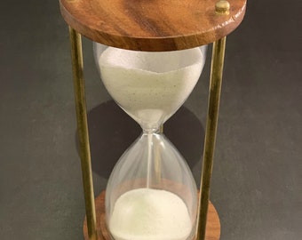 Antique Sand timer Wooden Hourglass Vintage Hourglass Maritime Nautical Decor 6 Inch White Colour Sand Wooden Base Solid Brass Frame