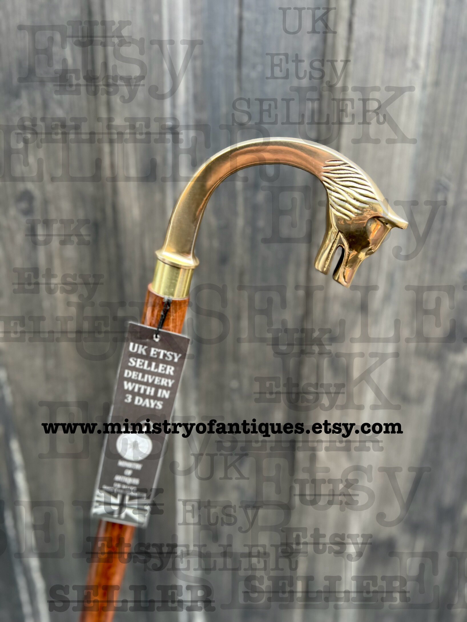 Wolf Handle Wolf Handle Wooden Walking Cane Stick Polished Foldable Handcrafted ...