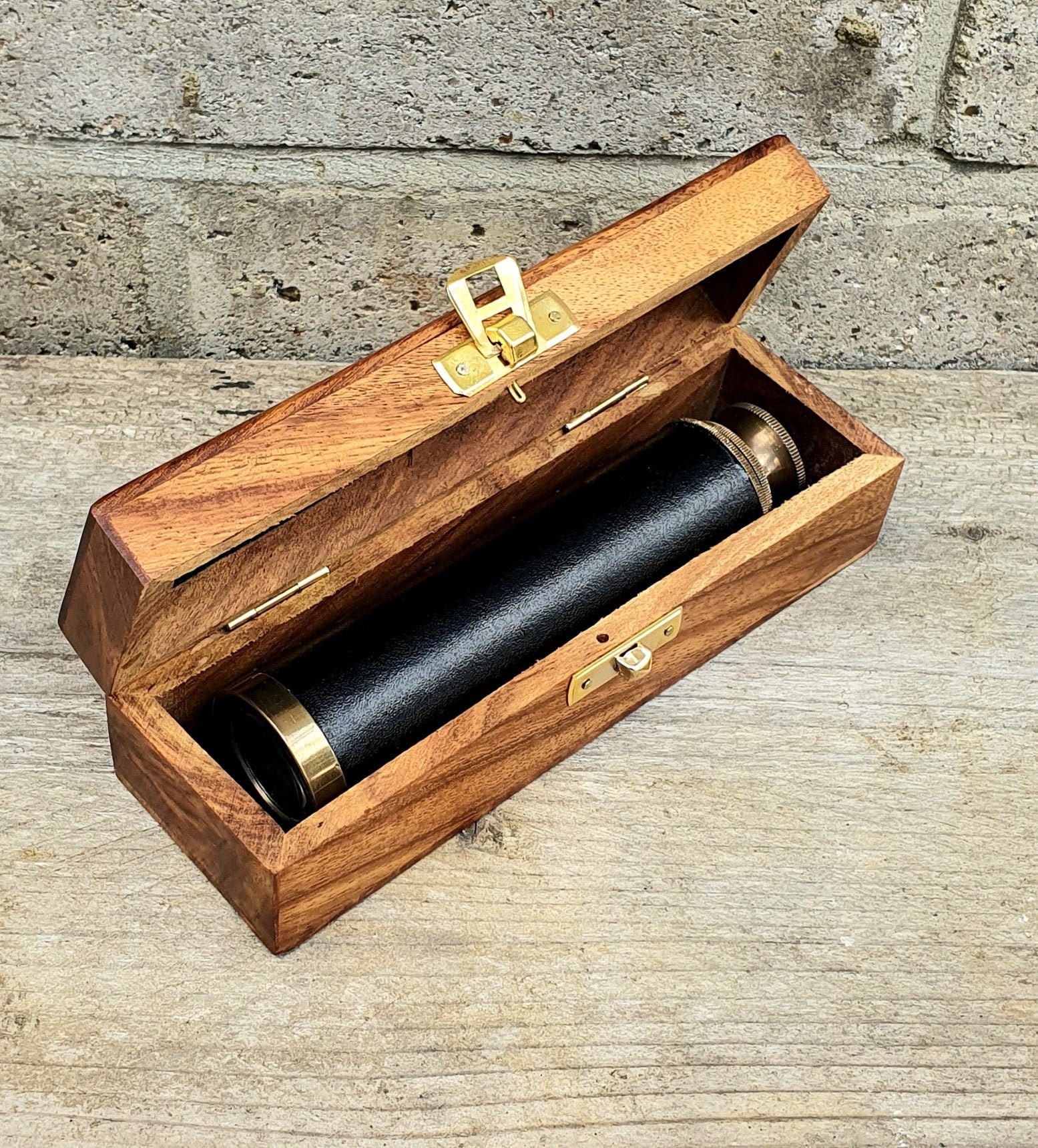 Antique Design Telescope Handheld Wooden Box Optic Nautical Etsy