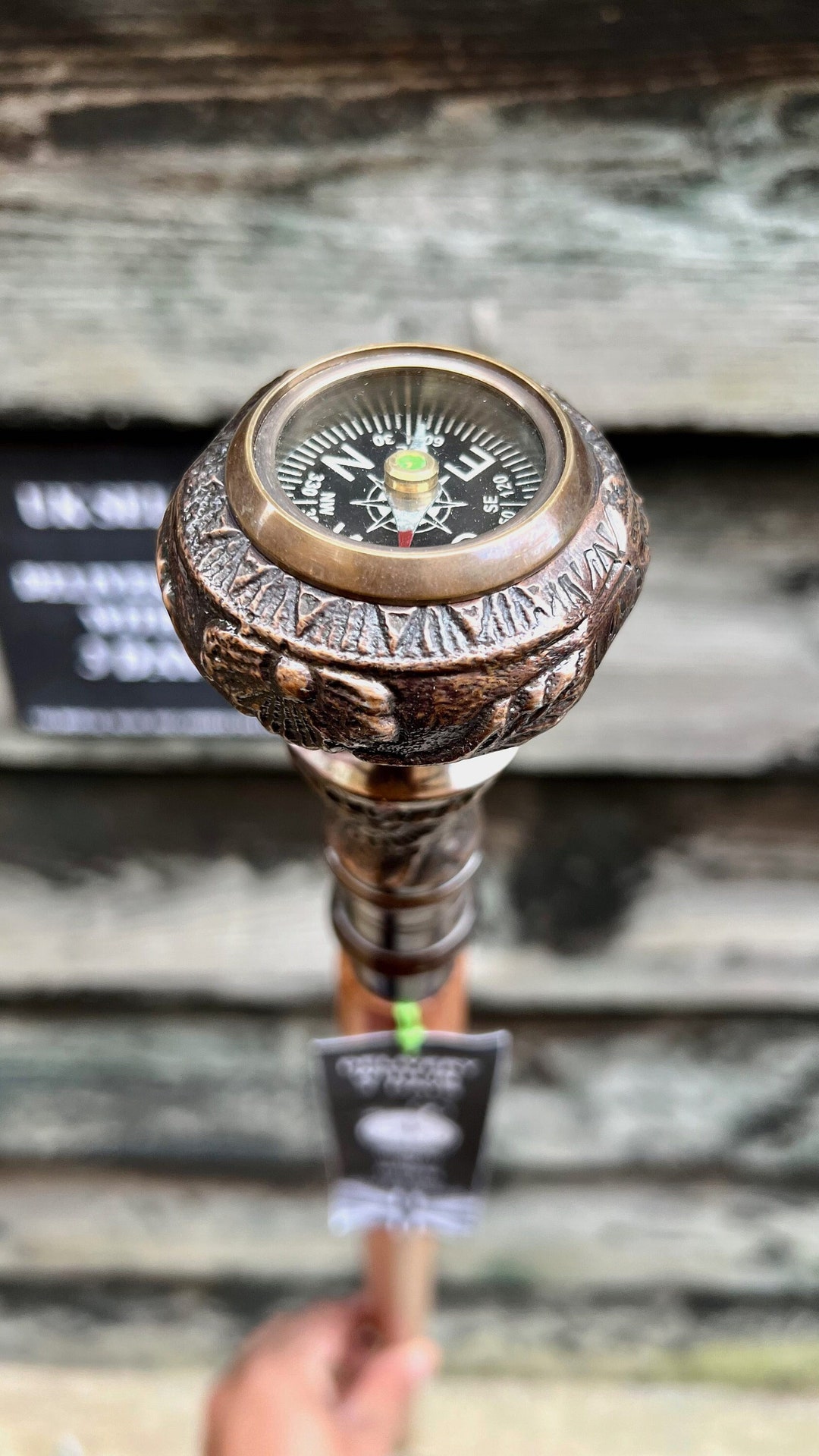 Compass Handle Find Your Way Handcrafted Wooden Walking Stick With ...