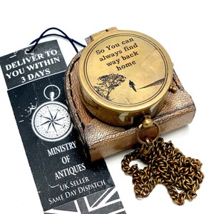 Personalised Engraved Pocket Compass Brass Nautical Compass, Handmade Compass, Christmas Gift, Gift for husband, Gift for her, Wedding Gift image 10