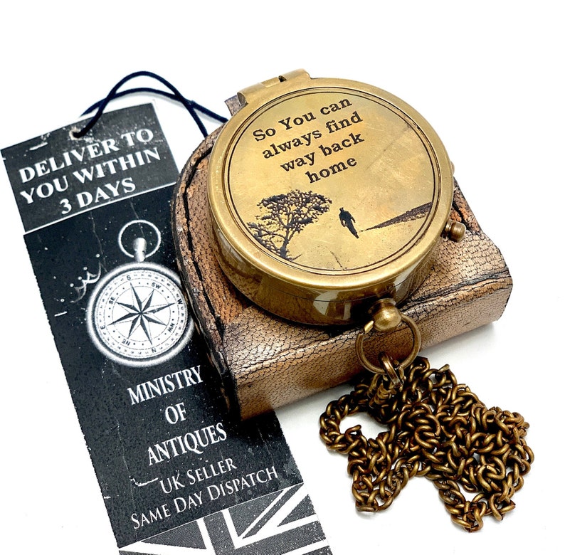 Personalised Engraved Pocket Compass Brass Nautical Compass, Handmade Compass, Christmas Gift, Gift for husband, Gift for her, Wedding Gift image 10