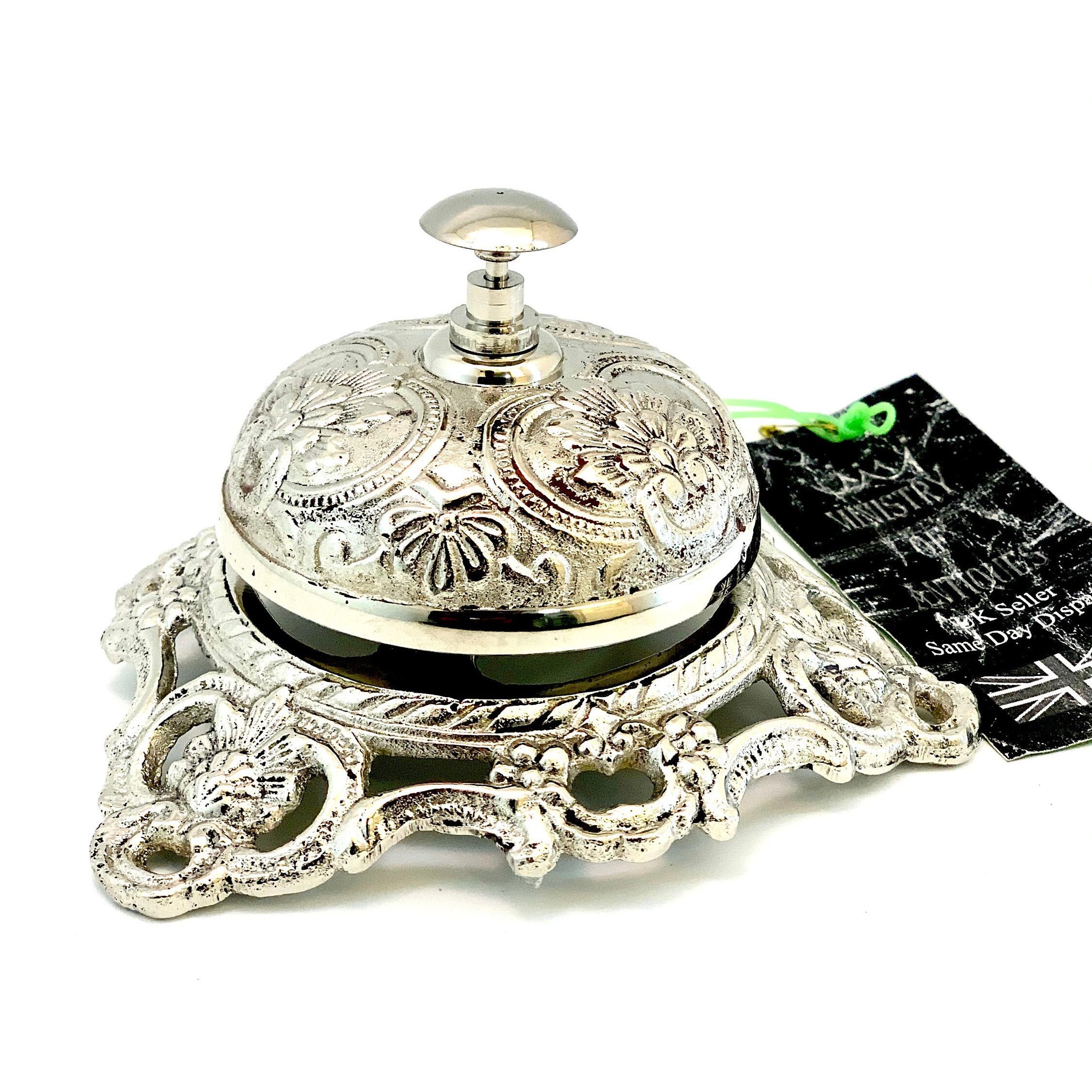Vintage Embossed Table Desk Bell Shiny Silver Colour Finish Bell ...