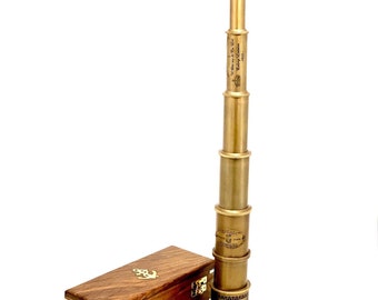 Telescopio Vintage In Ottone Antico 20 Pollici – Modello Navale Vittoriano Con Astuccio In Legno Lucido, Regalo Per Collezionisti