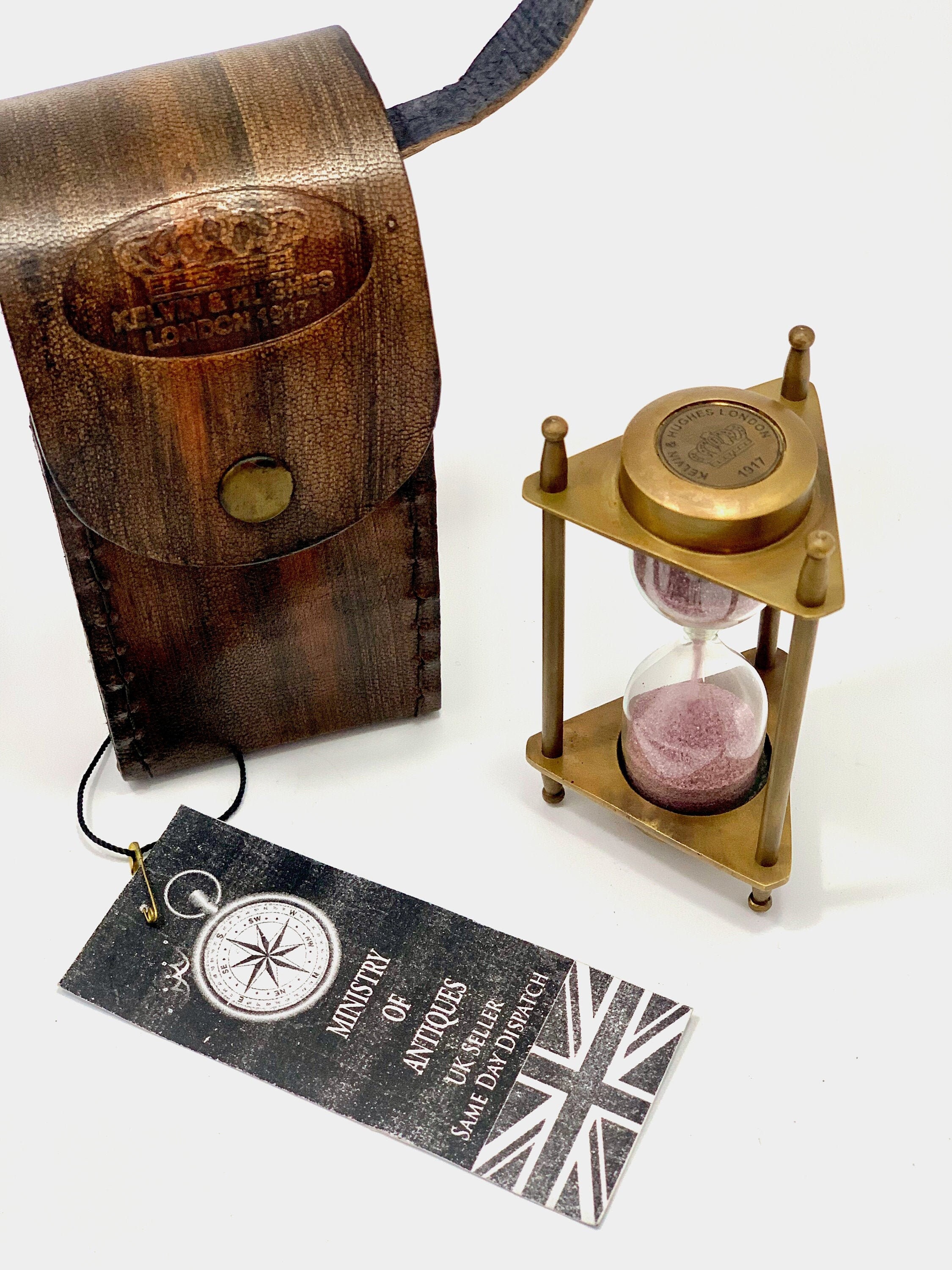 Kelvin & Hughes London Brass Sand Timer Nautical Antique Vintage
