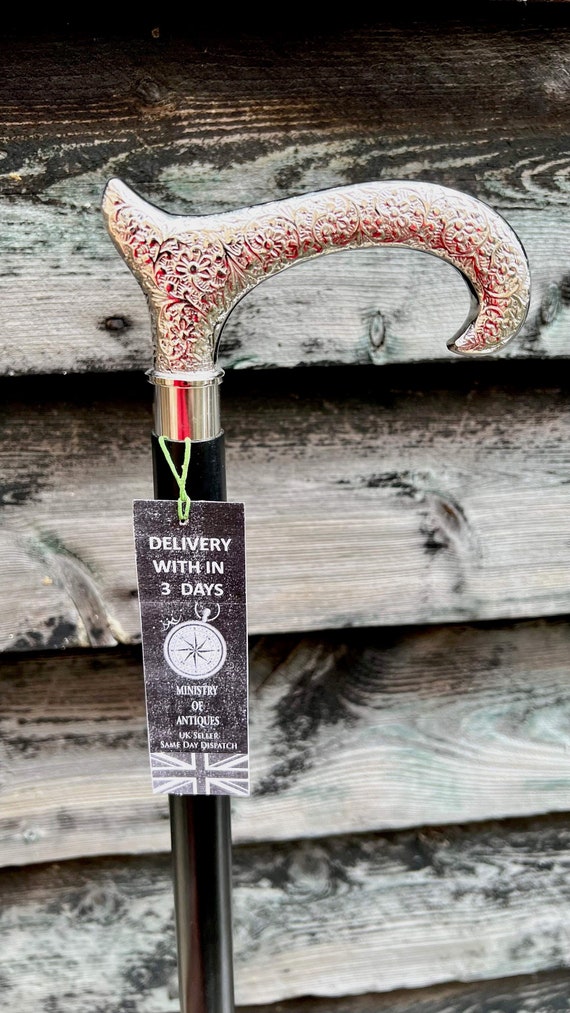 Derby Handle Elegant Sturdy Black Colour Foldable Wooden Walking Stick - Finest Wood Handcrafted Stick - Perfect for Hiking & Nature Walks