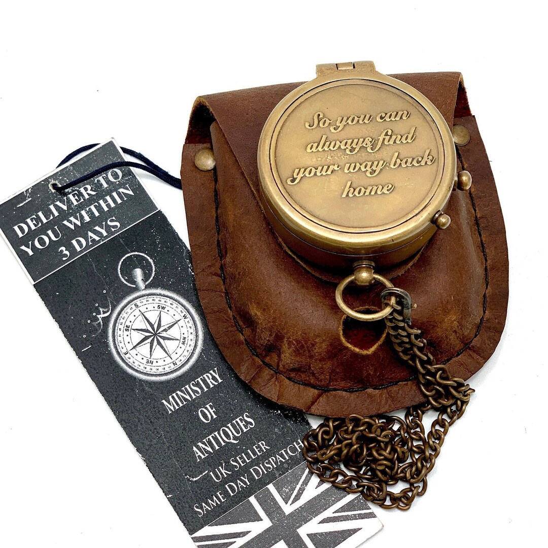 Engraved Pocket Compass Brass Nautical Compass, Handmade Compass ...