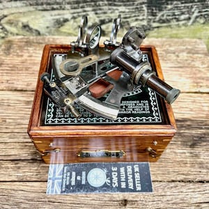 Vintage Antique Brass Sextant Wooden Case Accurate Navigational Tool vintage-antique-brass-sextant-wooden-case-accurate-navigational-tool