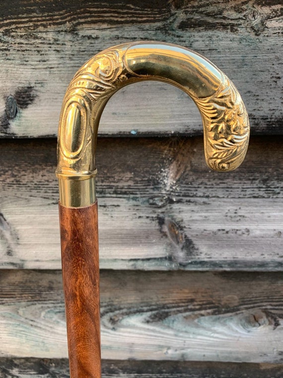 Vintage brass look derby head Handle full brass walking cane stick new  handmade