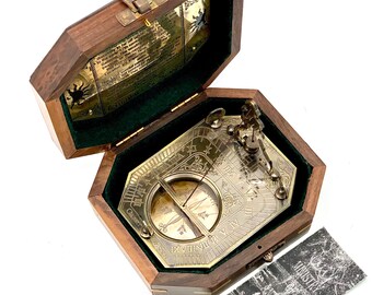 Boussole Pendule Directionnelle Vintage En Laiton - Cadran Solaire - Reproduction Artisanale