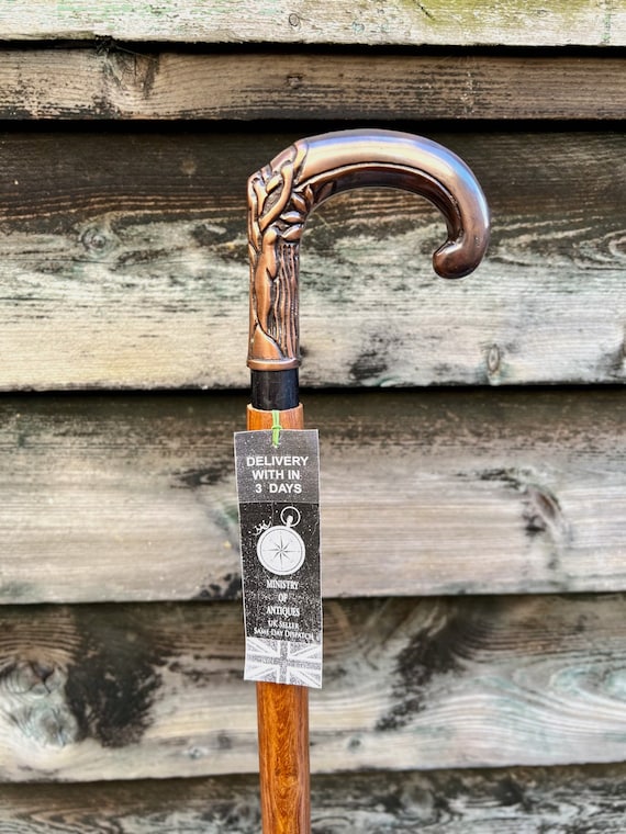 Curved Derby Elegant Sturdy Natural Polished Foldable Wooden Walking Stick-Finest Wood Handcrafted Stick - Perfect for Hiking & Nature Walks