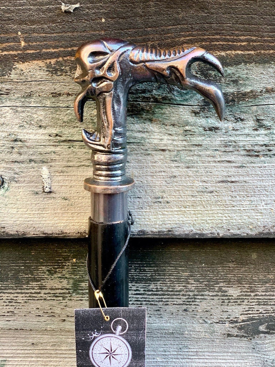 Alien Head Designer Antique Style Handle Wooden Walking Stick Handmade ...
