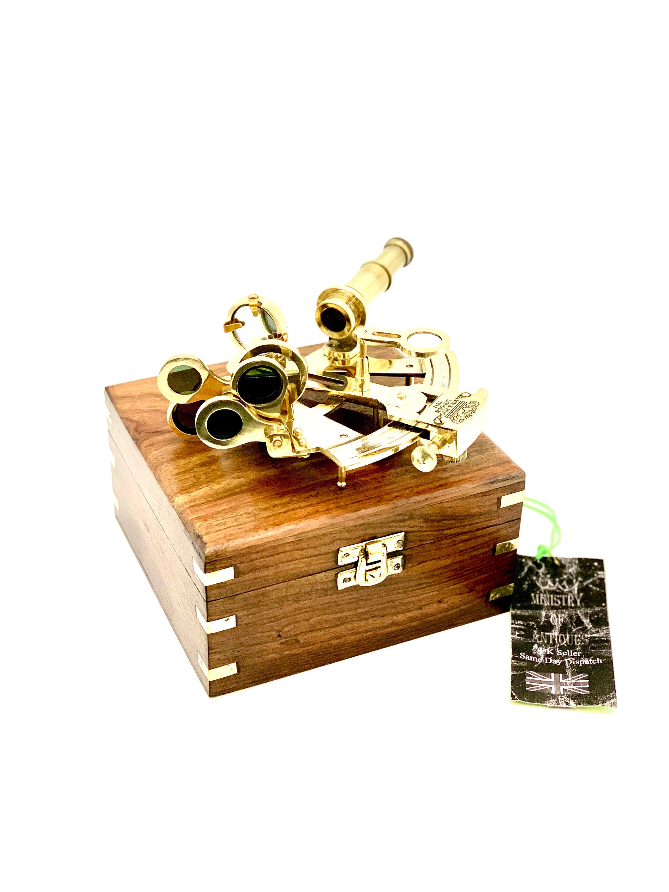 Large Brass Sextant With Display Case - 8.5" Nautical Navigation Instrument, Pirate Decor, Marine Collectible - View #13